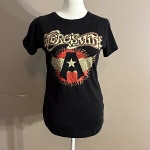 2008 FRZ AEROSMITH "A" Wings (LG) Women’s T-Shirt Black Red Graphics Cap Sleeve